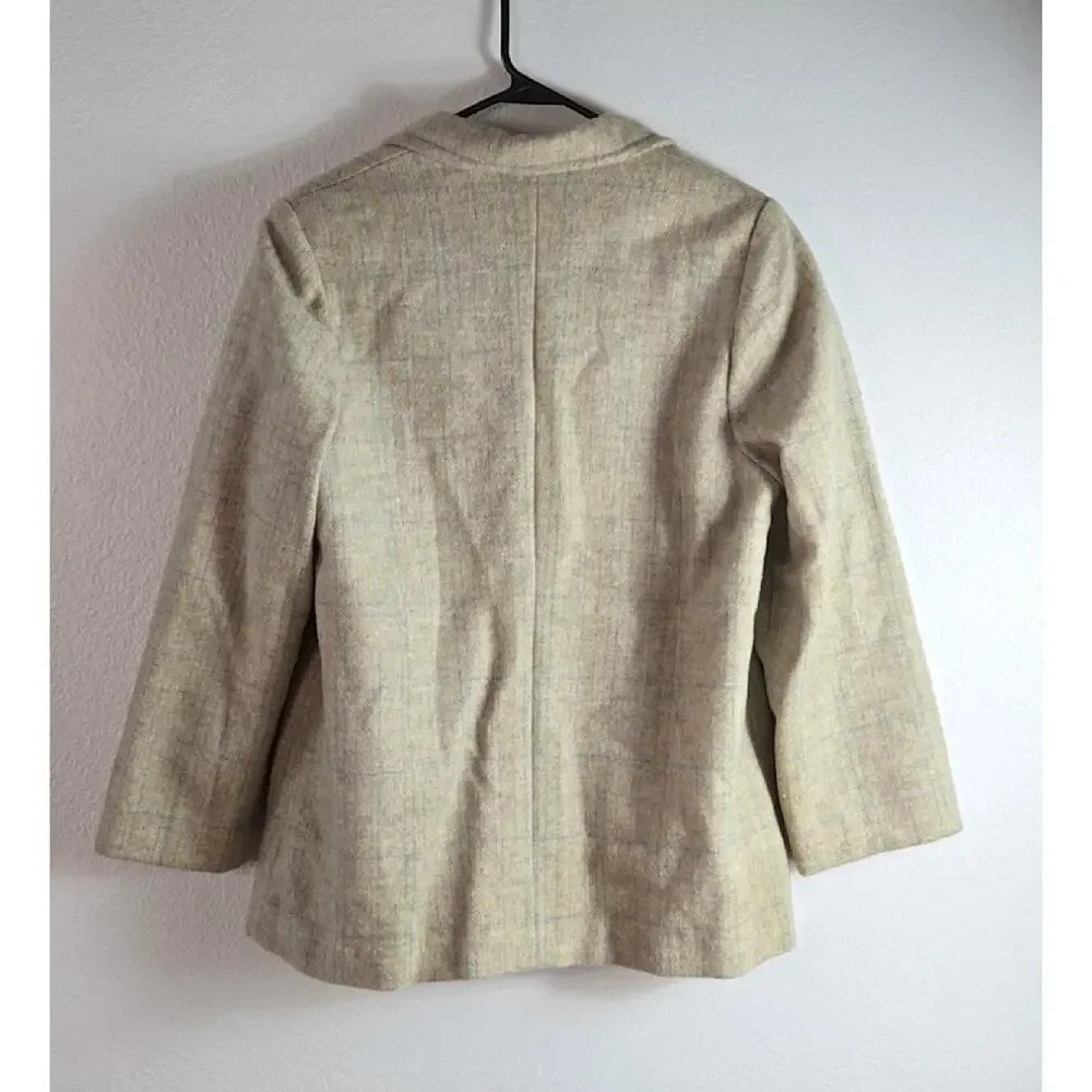 Vintage Handmade Wool Plaid Blazer Women’s L Lined Shoulder Pads